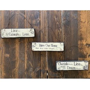 3 Set Wooden Signs